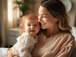 Bébé tirant la langue avec curiosité et amusement
