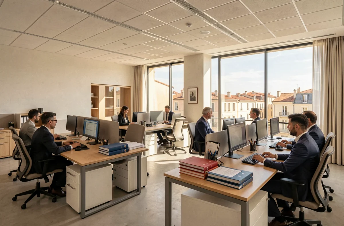 Vue du cabinet AGN Avocats Montpellier, espace de travail moderne avec des avocats spécialisés en droit du divorce