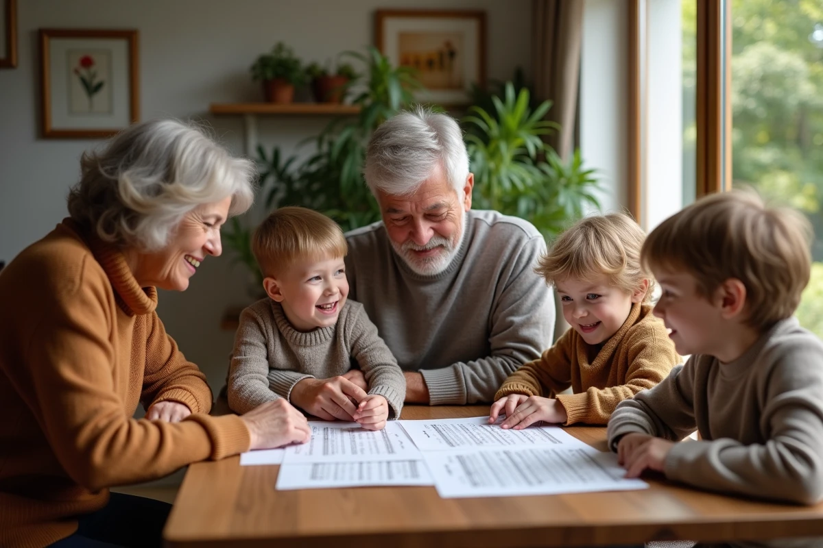 Famille intergénérationnelle autour d