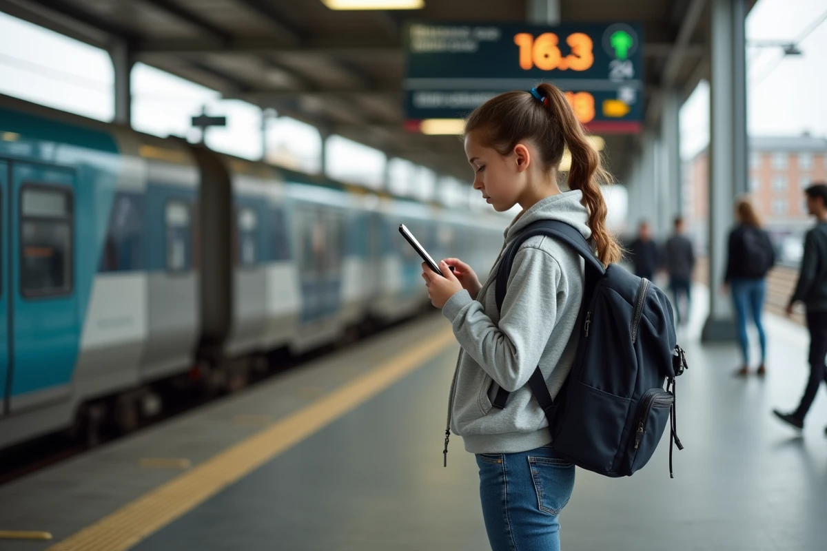 Adolescente vérifiant l