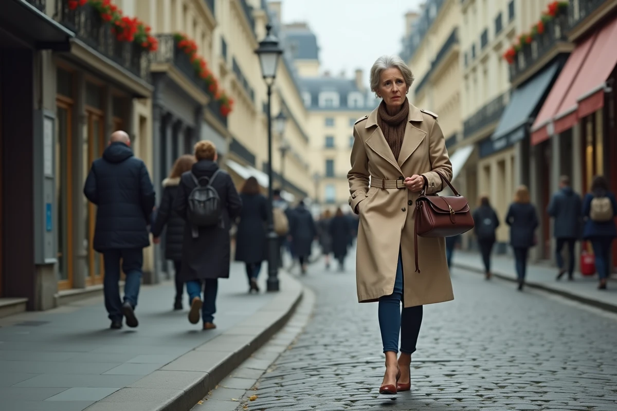 Journaliste marchant dans une rue pavée de Paris, évoquant la frontière entre vie publique et vie privée